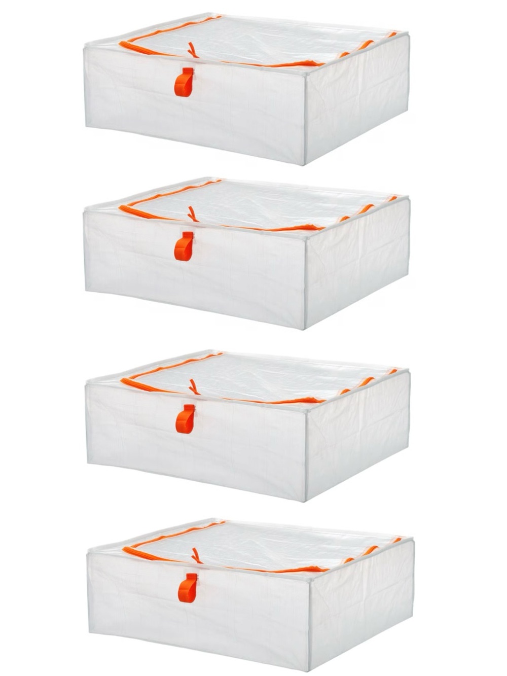 NWT Set of 4 IKEA PARKLA Underbed Storage Cases Organizer Bag Bin Set Orange Zip